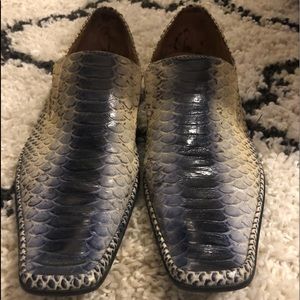 Snakeskin leather slip on loafers